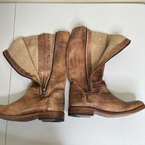 Bed Stu Cobbler Series Brown Distressed Leather Gogo Moto Riding Boots Women 9 - Picture 12 of 16